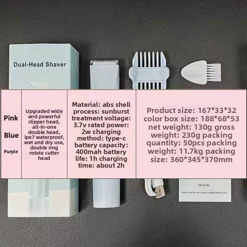 Double Head USB Rechargeable Hair Removal Shaver