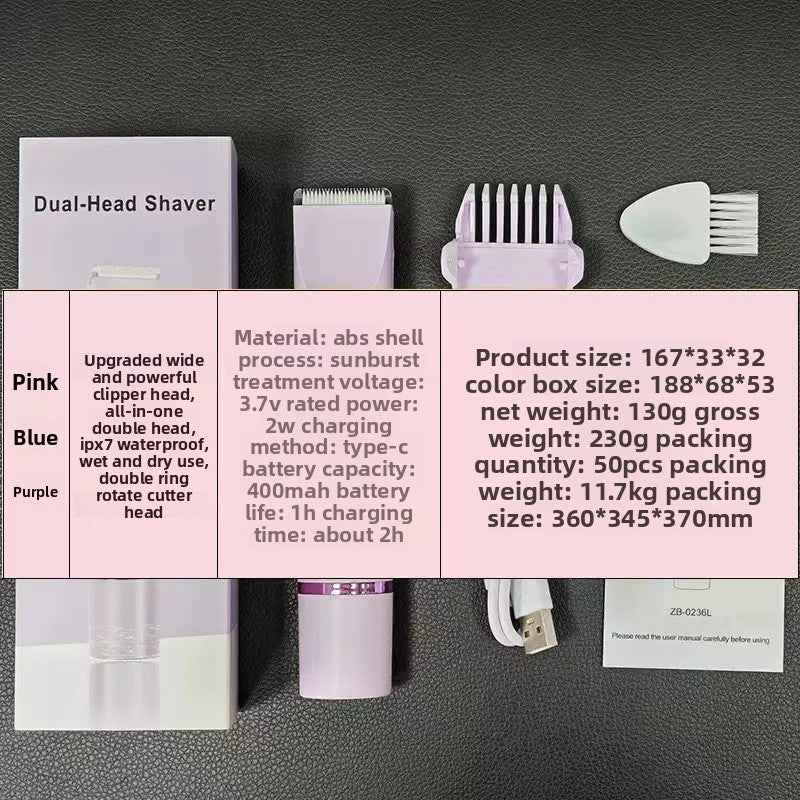 Double Head USB Rechargeable Hair Removal Shaver